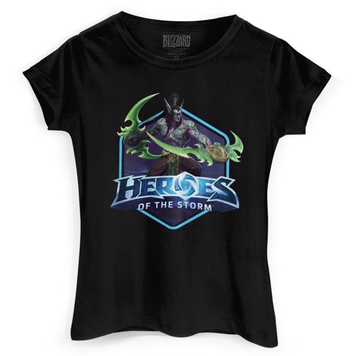 camiseta-oficial-blizzard-Feminina Heroes Of The Storm Illidan